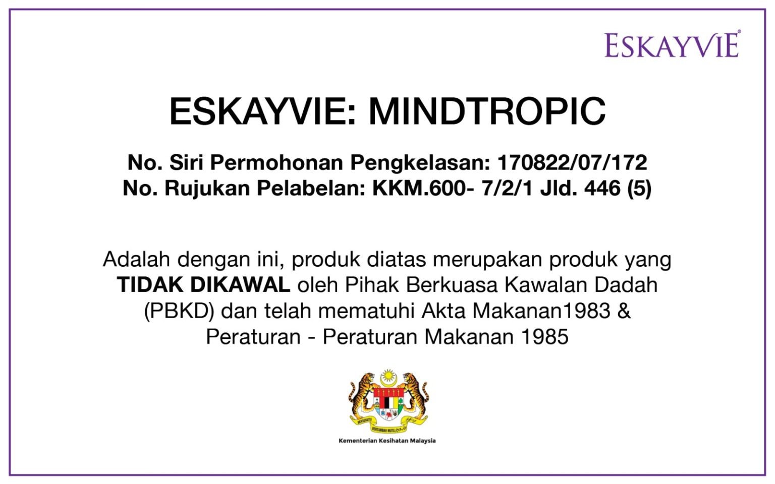 Pengesahan BKKM Eskayvie Mindtropic kelulusan KKM